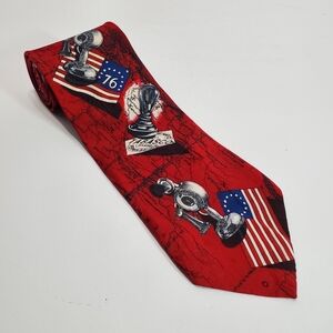 Tabasco Multicolor Americana Theme Silk Neck Tie 1776 Light Bulb Telephone